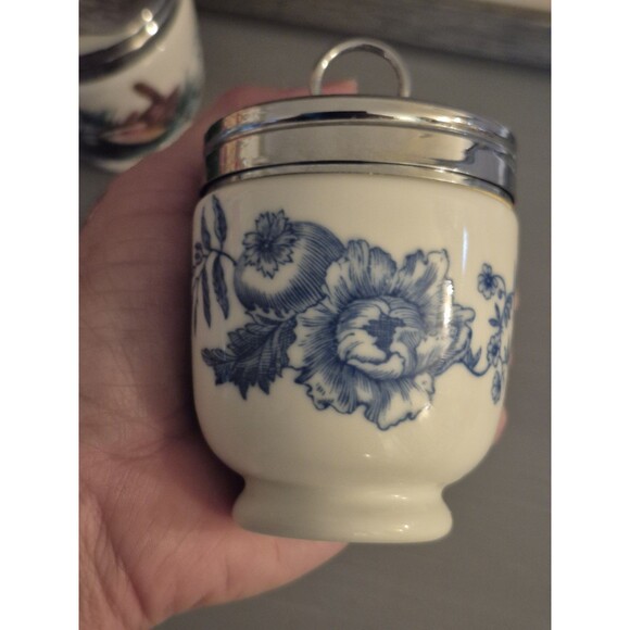 Vintage Royal Worcester Set Of 3 Egg Coddlers Birds Butterflies - Picture 6 of 9